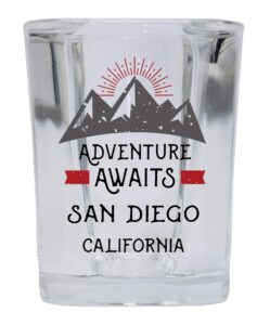 r and r imports san diego california souvenir 2 ounce square base liquor shot glass adventure awaits design