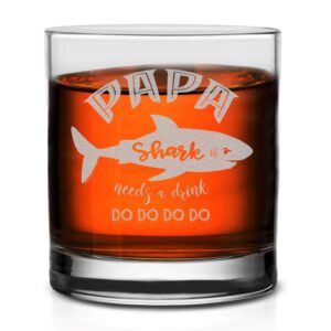 veracco papa shark needs a drink whiskey glass funny birthdaygifts for dad (clear, glass)