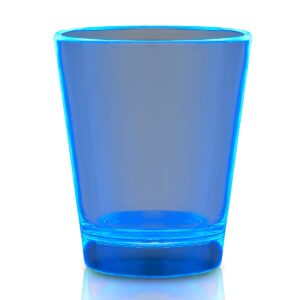 flashingblinkylights 1.5 oz. neon blue glow shot glasses, uv reactive (12 pack)