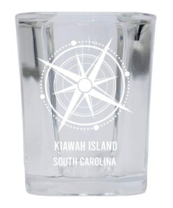 kiawah island souvenir 2 ounce square shot glass laser etched compass design