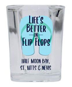 r and r imports half moon bay st. kitts & nevis souvenir 2 ounce square shot glass flip flop design 4-pack
