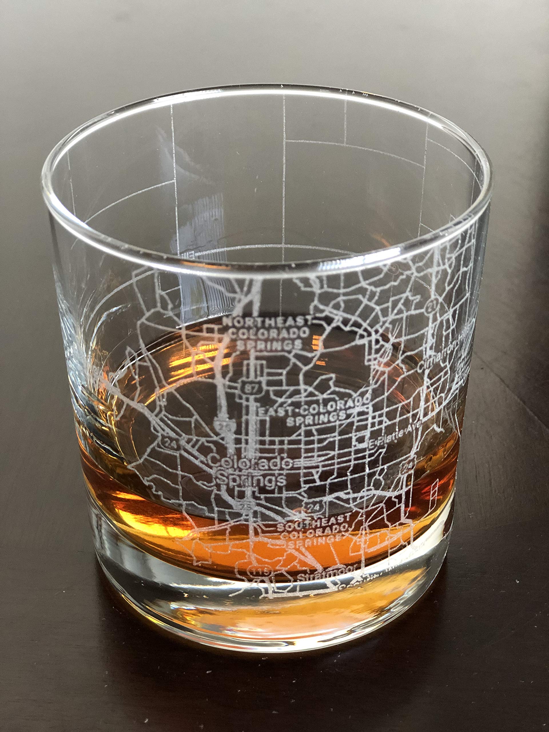 Rocks Whiskey Old Fashioned 11oz Glass Urban City Map Colorado Springs Colorado