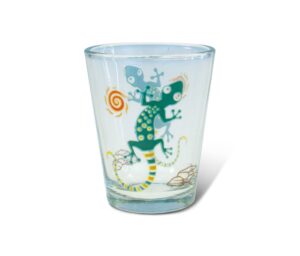 puzzled white frosted gecko shot glass, 1.70 oz. tequila cocktail whisky vodka unbreakable glassware novelty shooter glasses handcrafted drinkware home & bar accessory