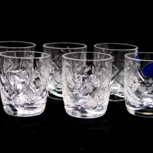 SET of 6 Russian Vintage CUT Crystal Stemless Shot Vodka Glasses 1.5 Oz / 50 ml, Old-fashioned Handmade European Crystal Gift Set