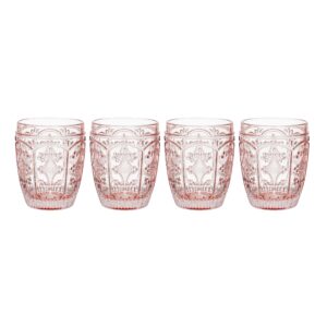 fitz and floyd trestle rocks double old fashioned, set of 4, blush