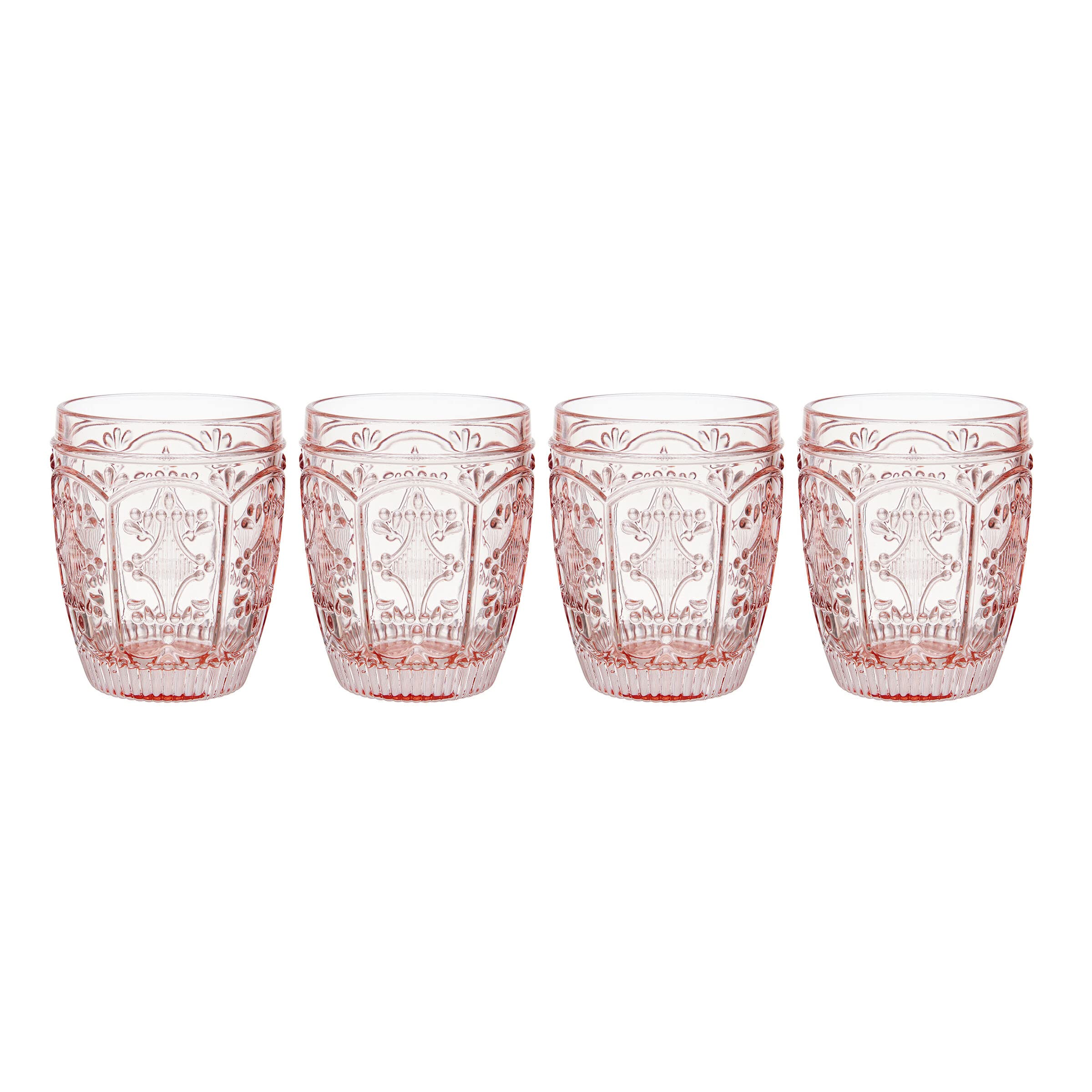 Fitz and Floyd Trestle Rocks Double Old Fashioned, Set of 4, Blush