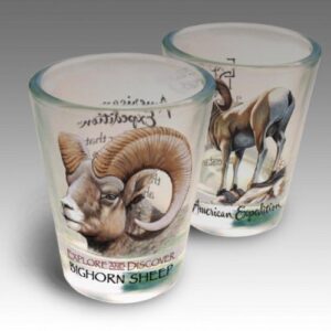 american expedition set 2 bighorn sheep shot glasses