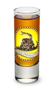 erazor bits don't tread on me dtom glass with logo shooter shot glass with logo (2oz)