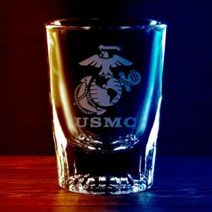 7.62 DESIGN U.S. Marine Corps Eagle Globe & Anchor Deep Etched 1.5 oz. Shot Glass