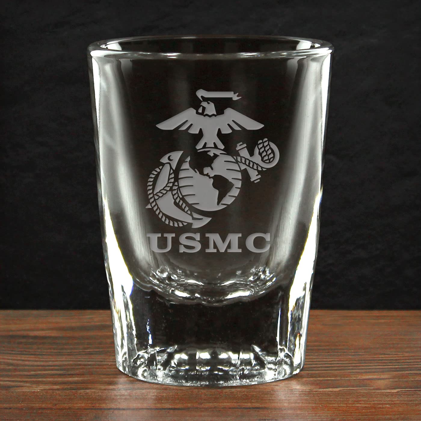 7.62 DESIGN U.S. Marine Corps Eagle Globe & Anchor Deep Etched 1.5 oz. Shot Glass