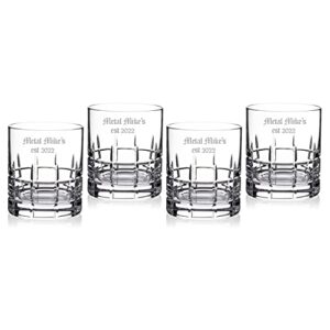 waterford marquis personalized harper tumblers, set of 4 custom engraved cut crystal rocks glasses for whiskey, scotch, cocktails, home bar