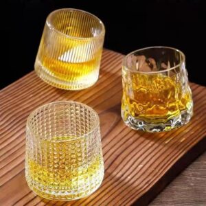 Spinning Whiskey Glasses,Whiskey Glass set,Crystal Whiskey Glass,Set Of 3 Whisky Glasses