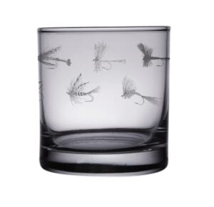 hullspeed designs fly fishing engraved rocks & whiskey glasses - gift for fisherman (set of 2)
