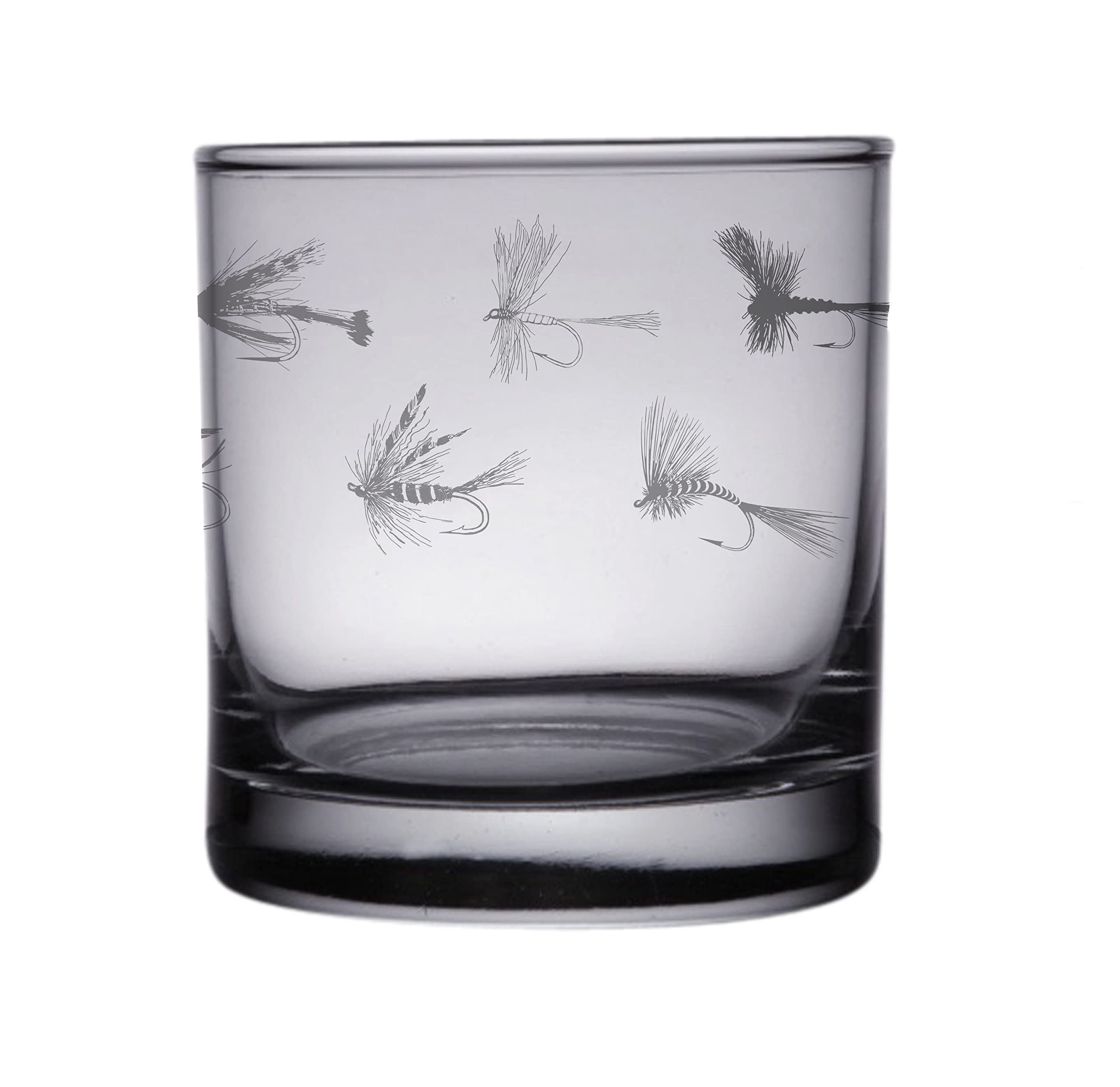 HullSpeed Designs Fly Fishing Engraved Rocks & Whiskey Glasses - Gift for Fisherman (Set of 2)