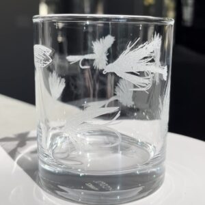 HullSpeed Designs Fly Fishing Engraved Rocks & Whiskey Glasses - Gift for Fisherman (Set of 2)