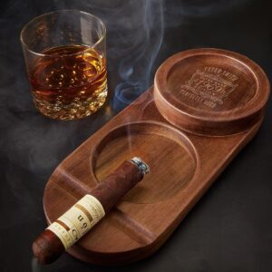 personalized whiskey and cigar tray ashtray - cigar holder