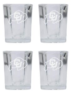 r and r imports colorado buffaloes 2 ounce square shot glass laser etched logo design 4-pack officially licensed collegiate product
