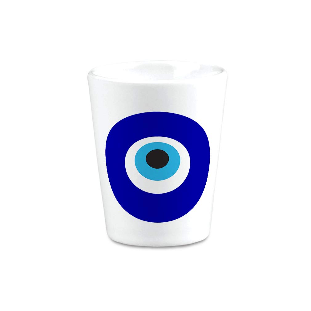 Ceramic Shot Glasses Evil Eye Nazar Hamsa Hand Religions Bar Supplies Accessories 2 Oz