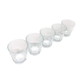 Korean Soju Shot Glass Set – 5 Piece Clear Glasses Heavy Base with Hard Case Cup 1.7 Ounce Dishwasher Safe Clarity Glassware for Whiskey Tequila Sake Vodka Alcohol Liquor Gift Party Decoration