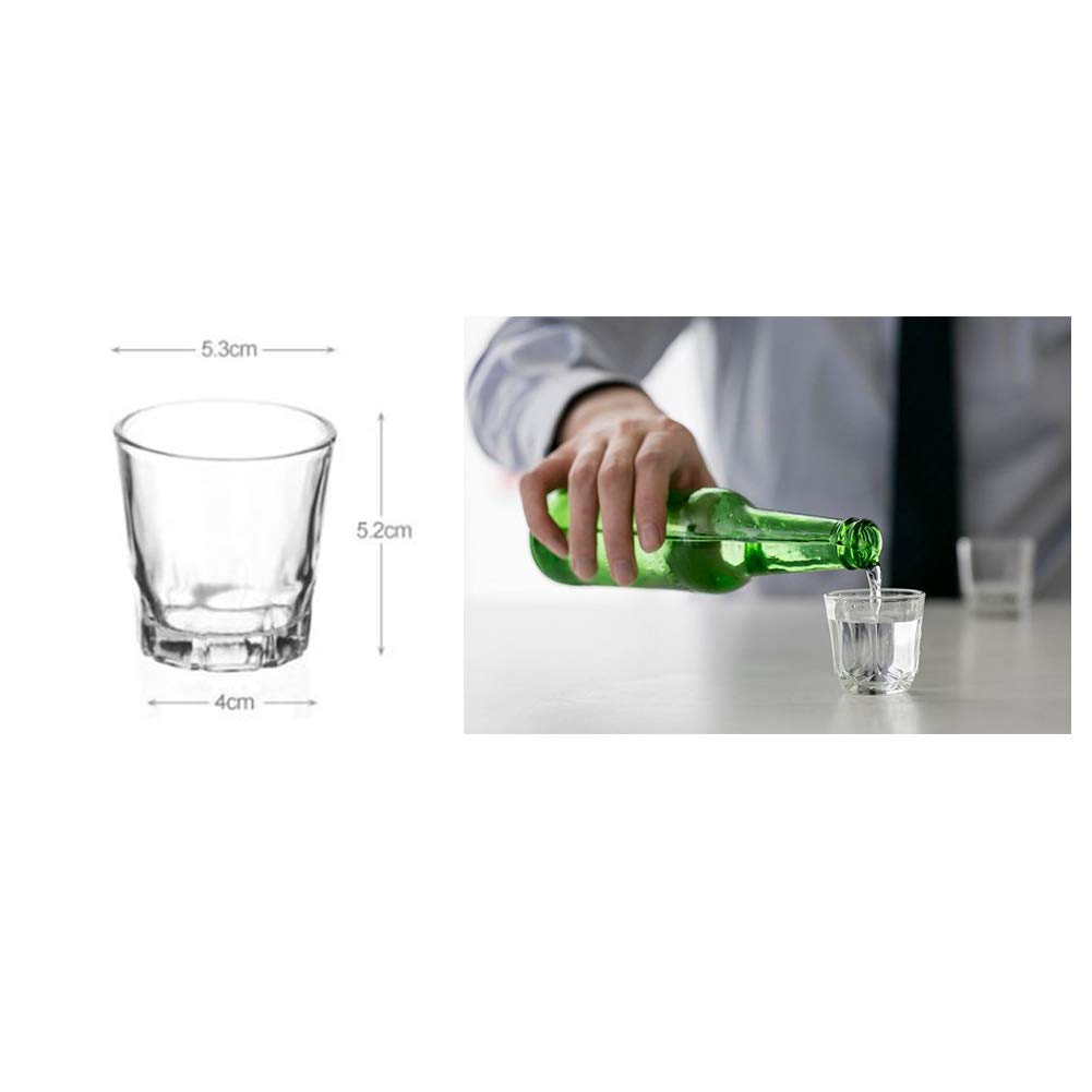 Korean Soju Shot Glass Set – 5 Piece Clear Glasses Heavy Base with Hard Case Cup 1.7 Ounce Dishwasher Safe Clarity Glassware for Whiskey Tequila Sake Vodka Alcohol Liquor Gift Party Decoration