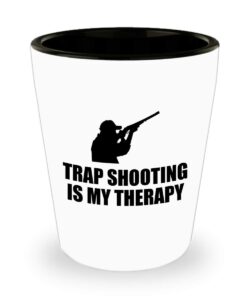 trap shooting shot glass - funny trap shooting gift - clay pigeon shooting - trap shooting is my therapy
