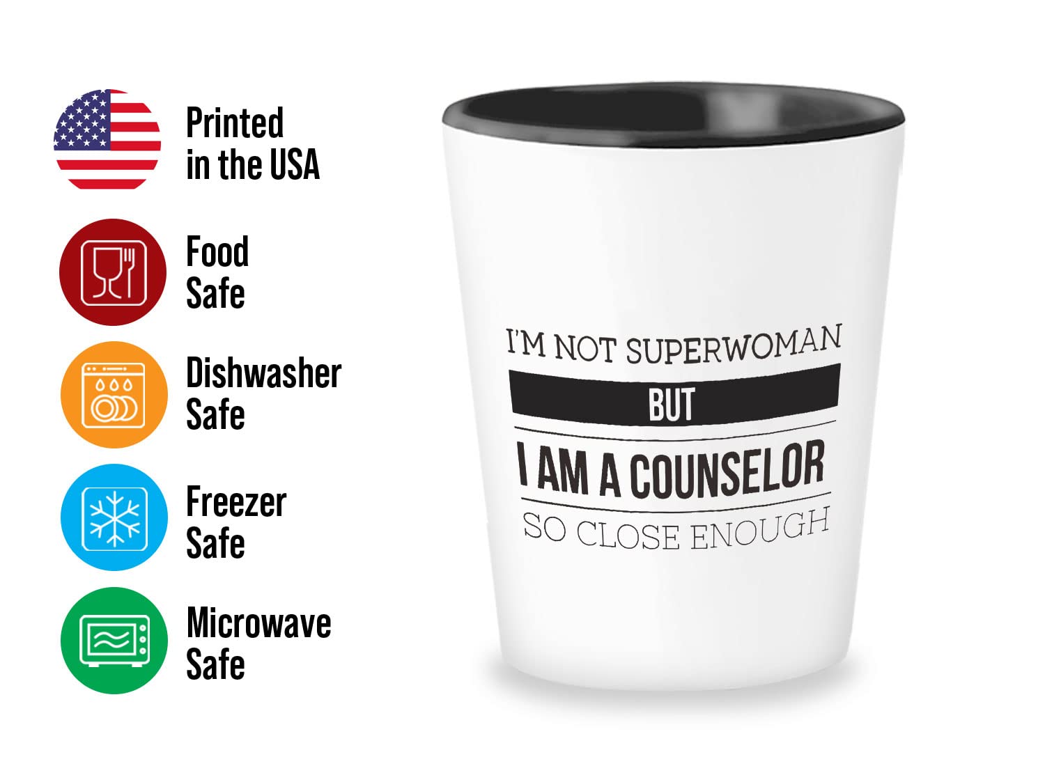 Bubble Hugs Counselor Shot Glass 1.5Oz - I'm Not Superwoman but a Counselor- for Guidance Mental Therapist Psychology School Psychiatrist