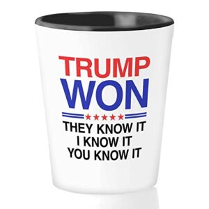 bubble hugs politics shot glass 1.2oz - trump won they know it i know it you know it - funny political view politicians republicans president