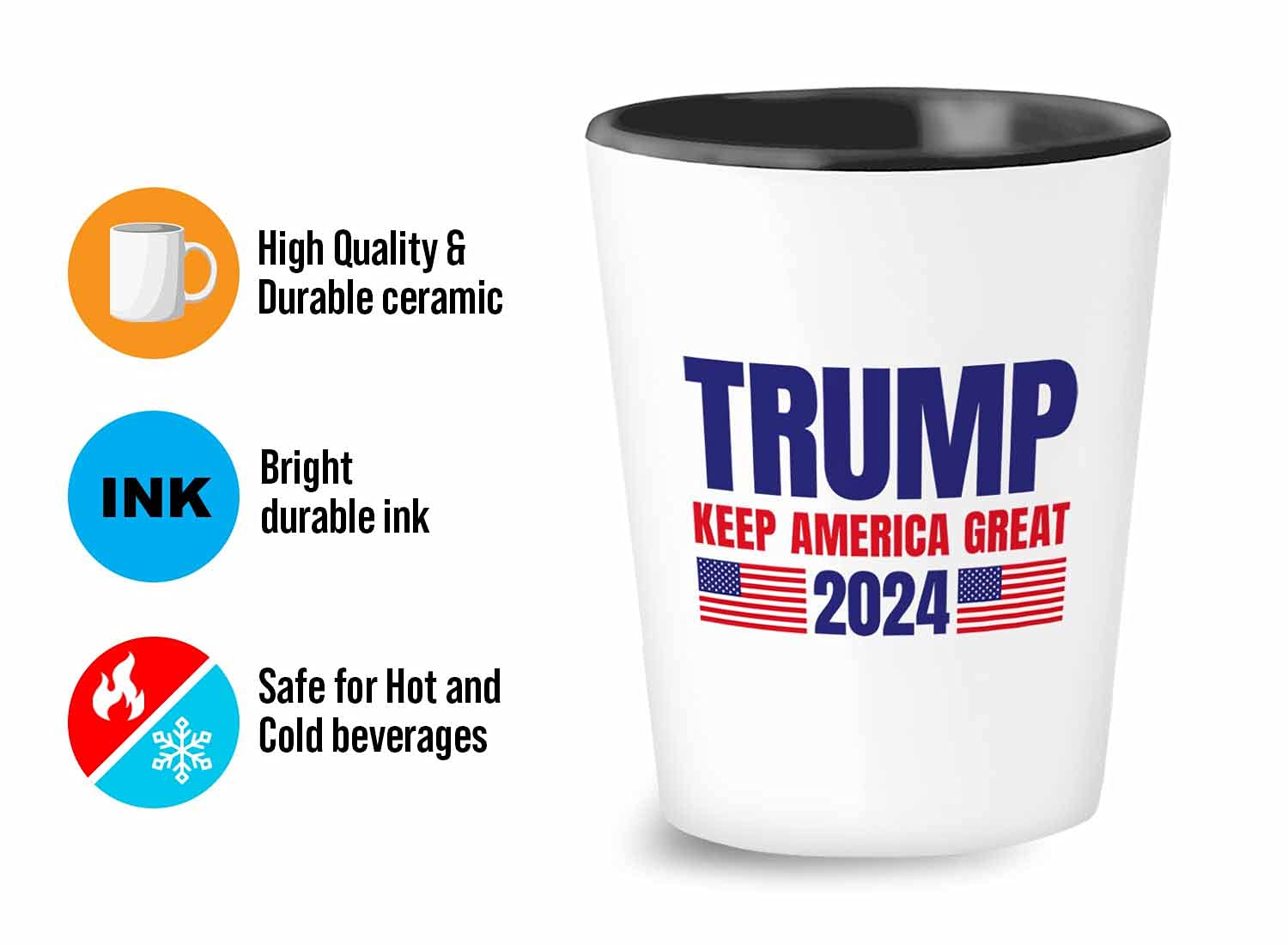 Bubble Hugs Politics Shot Glass 1.5 oz - Trump 2024 Keep America Great - Vote Government Leader Ballot Conservative Political View White House