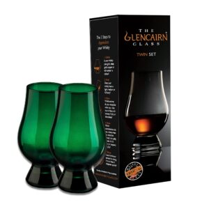 glencairn green whisky glass, set of 2 in twin gift carton