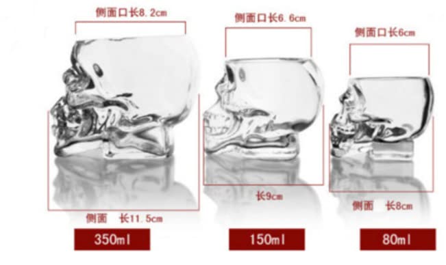 HOAZIACEHN Skull Shot Glasses 2PCS, Crystal Skeleton Cup Halloween Drinkware Supplies, Skull Shaped Clear Glass Cup For Halloween Party Bar (80ml)