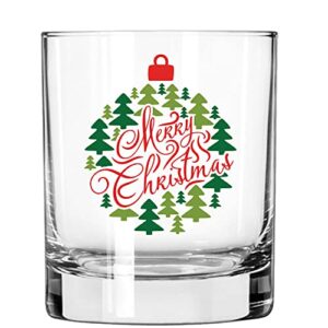 toasted tales merry christmas bulb christmas drinking glasses | 11 oz bourbon whiskey rock glass | novelty christmas whiskey tasting glasses | christmas home décor accessory | holiday glassware
