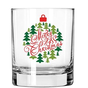 Toasted Tales Merry Christmas Bulb Christmas Drinking Glasses | 11 oz Bourbon Whiskey Rock Glass | Novelty Christmas Whiskey Tasting Glasses | Christmas Home Décor Accessory | Holiday Glassware