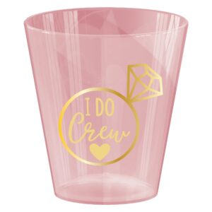 pink "i do crew" bachelorette shot plastic glasses - 2 oz. (40 pcs.) - perfect for energetic & unforgettable nights