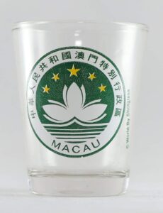 macau china state emblem shot glass