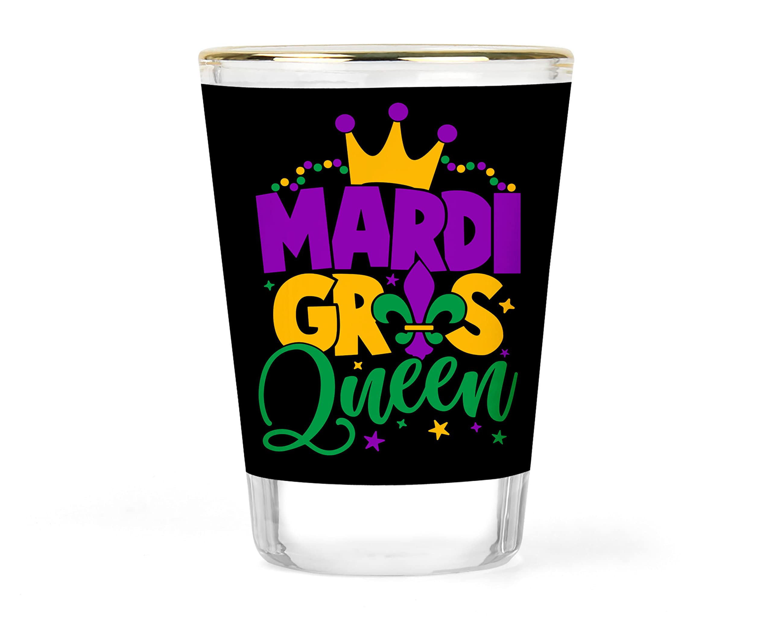 Mardi Gras Shot Glass Set- Couples Gift Set - King and Queen Shot Glasses - His and Hers Gift - Couple Shots - Mardi Gras Favors