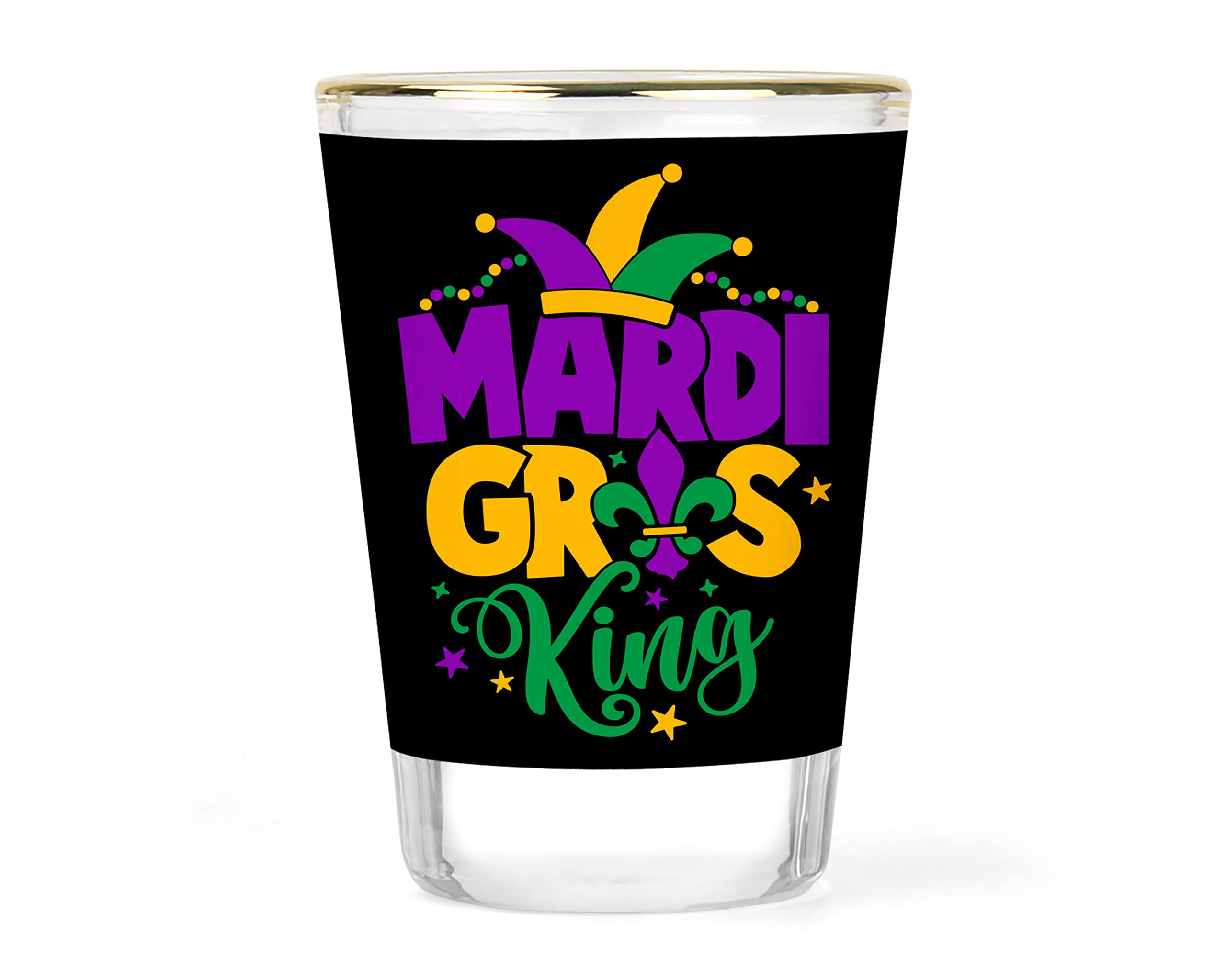 Mardi Gras Shot Glass Set- Couples Gift Set - King and Queen Shot Glasses - His and Hers Gift - Couple Shots - Mardi Gras Favors