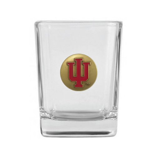 Indiana University Block IU Nickel Silver or Brass Emblem Shot Glass Collectible IUSG4B IMC-Retail (Brass)