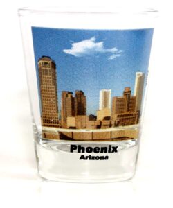 phoenix arizona city skyline color photo shot glass