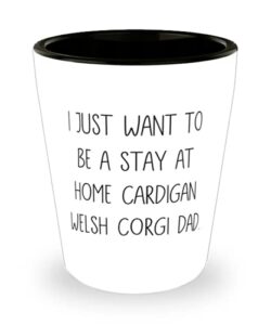 unique idea cardigan welsh corgi dog shot glass, i just want to be a stay at home cardigan, present for pet lovers, cool from friends
