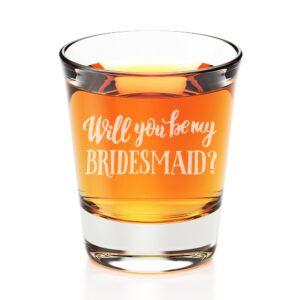 will you be my bridesmaid engraved fluted shot glass