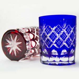 Tajimaglas TG04-24-2 Tajima Glass Edo Kiriko Layered Arai Pattern, Chrysanthemum Bottom, Old Glass, Pair