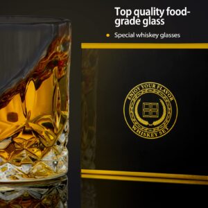 Old Fashioned Whiskey Glasses with Luxury Box, 10 Oz Rocks Glasses Barware for Scotch, Bourbon, Liquor and Cocktail Drinks - Set of 4