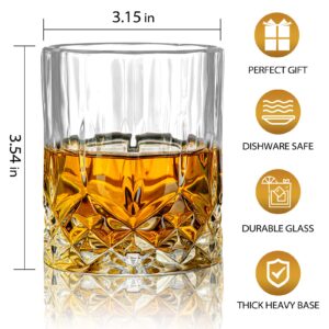 Old Fashioned Whiskey Glasses with Luxury Box, 10 Oz Rocks Glasses Barware for Scotch, Bourbon, Liquor and Cocktail Drinks - Set of 4