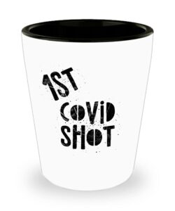 the good dogma company covid shot glass - funny drinker gift idea for birthday, christmas party vaccine 1, white, 1 count (pack of 1)