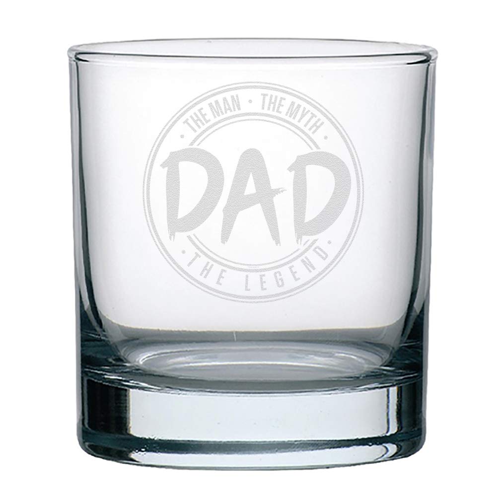 Veracco The Man The Myth Dad The Legend Whiskey Glass Funny Birthday Gifts Fathers Day Birthday Gifts For New Dad Daddy Stepdad (Clear)