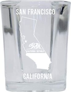 r and r imports san francisco california laser etched souvenir 2 ounce square shot glass state flag design