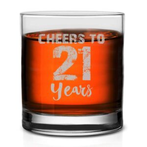 veracco cheers to 21 years twenty first birthday gifts whiskey glass funny for someone who loves drinking 21 years bachelor party favors (clear, glass)