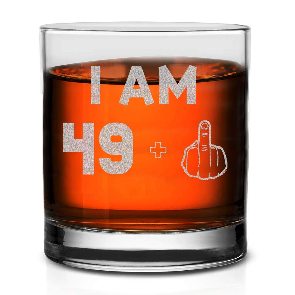 Veracco I am 49+1 Middle Finger Whiskey Glass FunnyGift For Someone Who Loves Drinking Bachelor Party Favors (Clear, Glass)