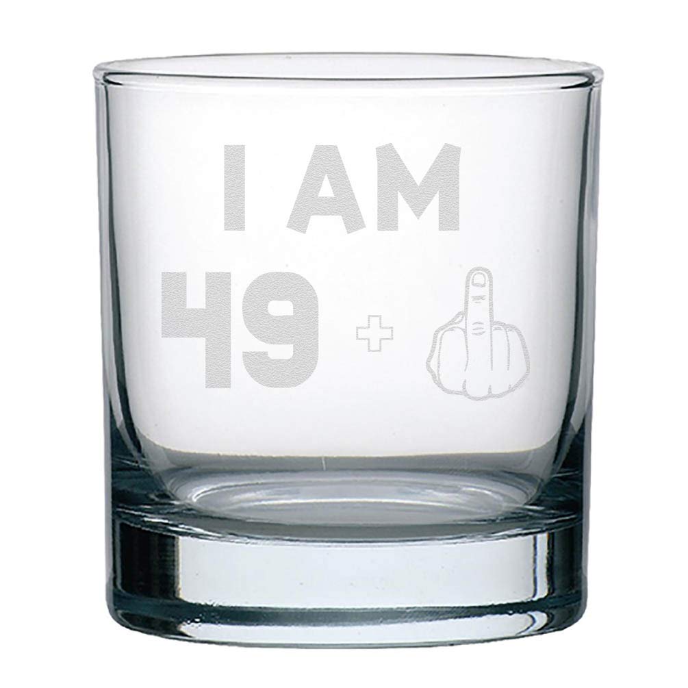 Veracco I am 49+1 Middle Finger Whiskey Glass FunnyGift For Someone Who Loves Drinking Bachelor Party Favors (Clear, Glass)