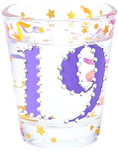 pavilion gift company 19th 2 oz birthday shot glass, purple